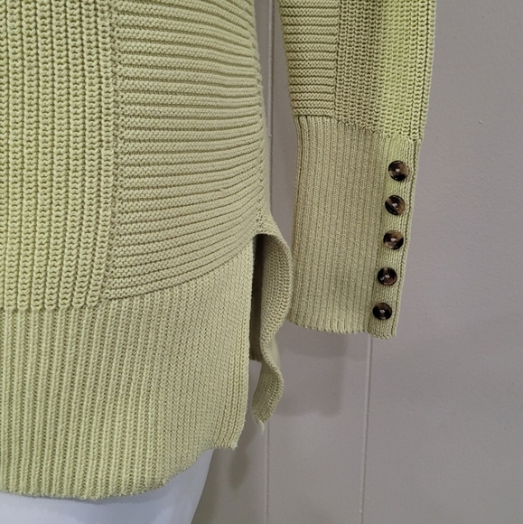 Rachel Zoe Long Sleeve Green Sweater High Low Jumper Plunge Neck Women's Sz L - Picture 2 of 10